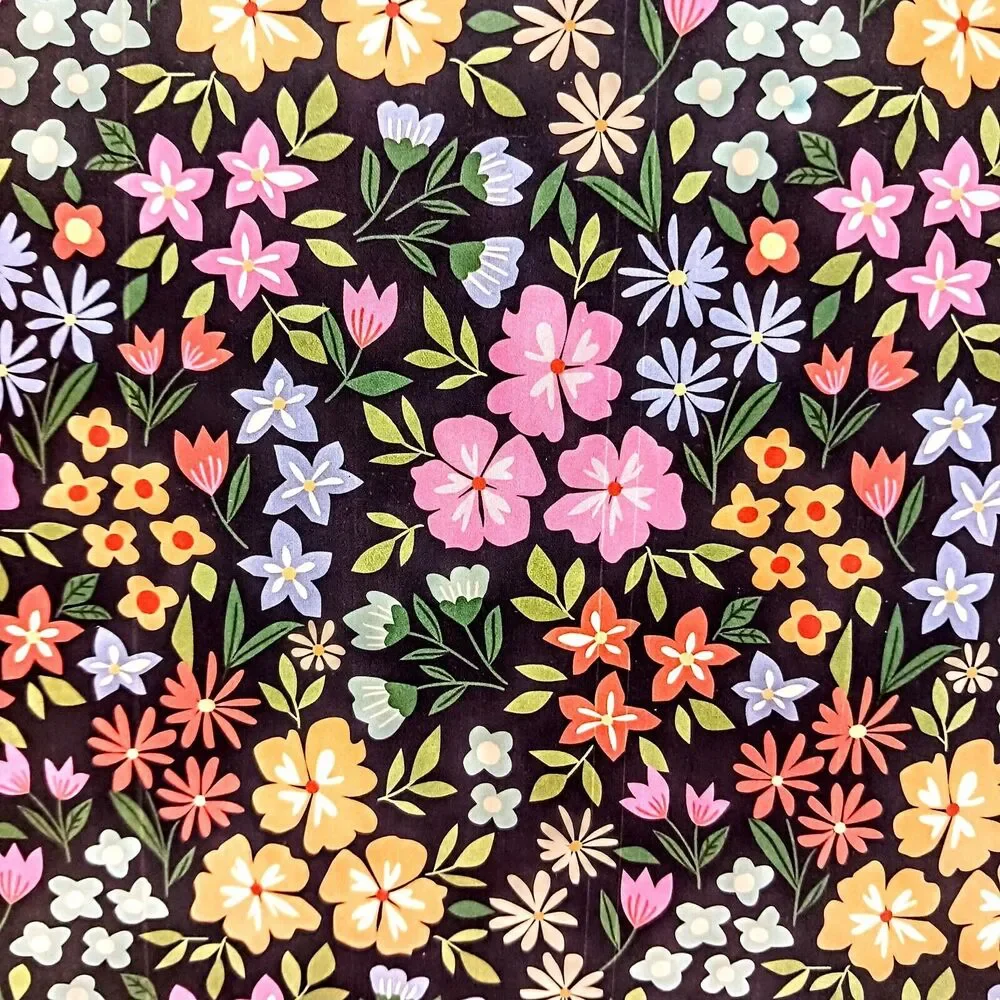 Tropical Notebook Journal FLOWERS Lined Black Soft‎ Cover Cottagecore Stationary